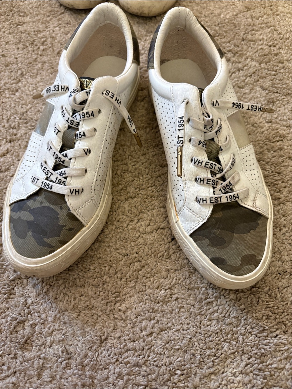 Vintage Havana White Sneakers with Olive Camo Toe